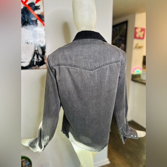 All Saints Men’s Flaxton Washed Denim Long Sleeve Button Down Top. Size Small - Picture 9 of 15